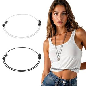 lot 134 image: Ouligay 2 Pcs Crop Band Women, Adjustable Shirt Tuck Band Women, Crop Top Band Elastic Stretch Belts Tool for Girl Change Style of Clothes(Black White)