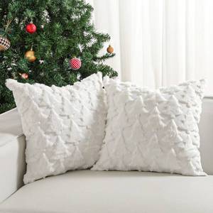 lot 143 image: Lewondr Christmas Throw Pillow Cover 20x20, Set of 2 Super Soft Faux Fur Pillow Covers Velvet Christmas Tree Embroidery Decorative Throw Pillowcase for Living Room Bed Couch Sofa Car Home Decor, White