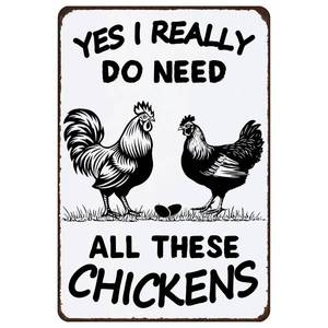 lot 145 image: Stmoau Funny Vintage Metal Chickens Signs Decor for Coop Farmhouse