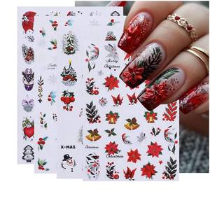 lot 161 image: 4 Sheets Christmas Nail Art Stickers - Christmas Nail Decals 3D Self-Adhesive Snowflake Christmas Tree Snowman Cute Elk Design Nail Sticker Acrylic Nail Art Decoration for Women Holiday Nail Charm
