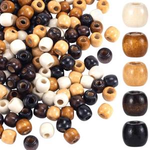 lot 177 image: Mxxipp 200pcs Large Hole Wooden Craft Beads, 10x13mm Round Natural Wood Hair Bead, Vintage Rosary Spacer Bead for Jewelry Making - 5 Colors