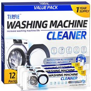 lot 183 image: TERFIE Washing Machine Cleaner Pre-Portioned Powder Tablets for Top Load & Front Load Washers, Odor-Removing, Detergent-Buildup Dissolving, Easy-Dissolve Maintenance Cleaner-12 Pack 3 per bundle