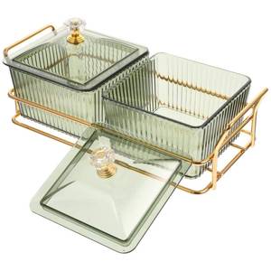 lot 189 image: UPKOCH Divided Fruit Tray 8.46 Inch Multi-Grid Storage Plate with Lids Acrylic Snack Dish for Home Entertaining Nuts Candy Dried Fruits