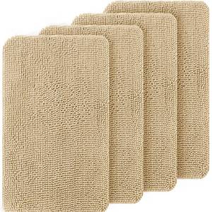 lot 201 image: OLANLY Dog Door Mat Set 4-Piece 24x16, Absorbs Moisture and Dirt, Absorbent Non-Slip Washable Doormat, Quick Dry Chenille Mud Mat for Dogs, Entry Indoor Entryway Carpet for Inside Floor, Beige