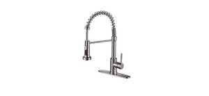 lot 5420 image: Cobbe Kitchen Faucet Brushed Nickel Commercial Pull Down Sprayer Single Handle - Retail $40