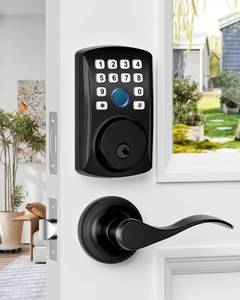 lot 5423 image: HIDALIFE Fingerprint Door Lock with 2 Door Lever Set, Keyless Entry Deadbolt with Handle Set, Keyless Entry Door Lock with Keypad, Front Digital Smart Code for Home, Apartment, Matte Black MISSING KEYBOARD