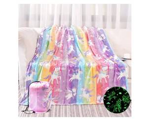 lot 5440 image: LIFEYJ Glow in The Dark Blanket Unicorns Gifts for Girls, Soft Blanket 3 4 5 6 7 8 9 10 Year Old Girl Gifts, Toddler Girls Toys Age 6-8, Easter Gifts for Kids Birthday Gifts Presents, 50x60 - Retail $25