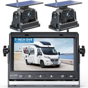 lot 5461 image: 2 Magnetic Solar Wireless Backup Camera Built-in 10000mAh Battery & Solar Panel HD1080P 7 DVR Monitor 1Min DIY Installation Rechargeable Reverse Camera System for Hitch Towing Travel RV 5th Wheel