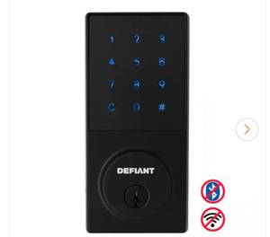 lot 5464 image: Defiant Slim Matte Black Electronic Touchpad Deadbolt - Retail $58
