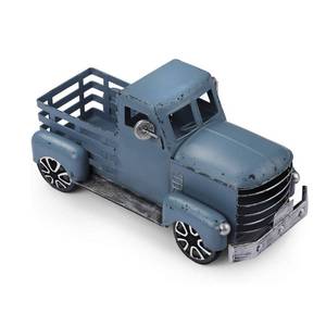 lot 5469 image: Fleecy day Blue Truck Decor Metal Small Cute Farm Car Decor Vintage Tree Flowers Handcrafted Decor Blue Metal Car Gift Boxes Pickup Truck Model - Retail $17
