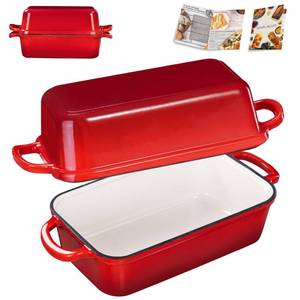lot 5476 image: GRMImosa 9x5 Inch Cast Iron Loaf Pan with Lid, Loaf Pans for Homemade Bread - Retail $40