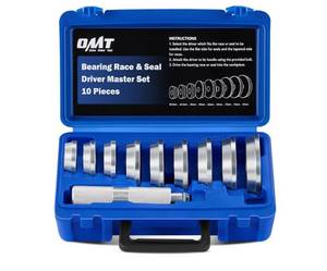 lot 5482 image: OMT Bearing Press Kit, 10pc Bearing Race and Seal Driver SetSeal Installer Bearing Driver Kit for Bearing Installation with Seal Driver and 9 Bearing Adapters, Silver - Retail $27