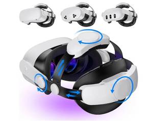 lot 5487 image: Kawaye for Meta Quest 3SQuest 2Quest 3 Head Strap, Double Knobs Adjustable Elite Strap Replacement,VR Headset Strap with Two Large Support Pad Enhanced Support, Reduce Pressure - Retail $24