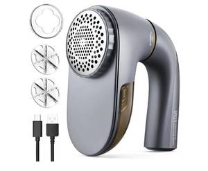 lot 5489 image: POPCHOSE Fabric Lint Shaver, 6-Leaf Blades & 2 Speed, 2000mAh RechargeableLint Remover for Clothes, Sweater Shavers to Remove Pilling, Electric Lint Remover for Couch, Furniture, Fuzz - Retail $20