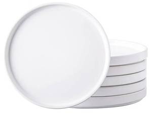 lot 5494 image: AmorArc Ceramic Plates Set of 6, Matte Glaze 8.0 Inch Dishes Set for Kitchen, Dessert,Salad,Appetizer, Small Dinner Plates, Microwave & Dishwasher Safe, Scratch Resistant, Matte White - Retail $40