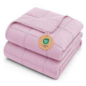 lot 5502 image: LAGRATY Weighted Blanket Queen Size 17lbs, 60x80, Pink Cooling Heavy Blanket Microfiber for Adults Breathable Big Weighted Throw Blanket for Summer Fall Winter - Retail $54