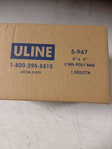 lot 5519 image: Uline S-947 4 x 6 2 Mil Poly Bag 1000Carton