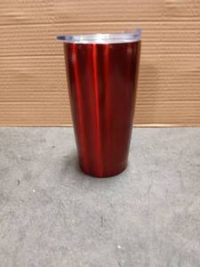 lot 5557 image: Stainless Steel Tumbler 20 oz Red with Clear Lid Qty 24