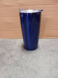 lot 5558 image: Stainless Steel Tumbler 20 oz Royal Blue with Clear Lid Qty 24