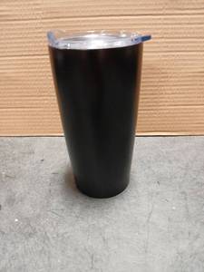 lot 5559 image: Stainless Steel Tumbler 20 oz Black with Clear Lid Qty 24