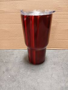 lot 5561 image: Stainless Steel Tumbler 30 oz Red with Clear Lid Qty 24