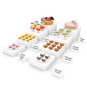 lot 5564 image: ToBeAce 8 Pcs Buffet Risers, Food Risers for Buffet Table, Food Display Stand for Party Catering Dessert Jewelry Collectibles Figures Show, White Acrylic Cube Boxes Nesting Risers with Hollow Bottoms 2 Set(66.578)