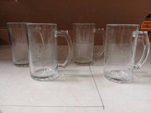lot 5565 image: Glass Heavy  Sports Mugs with Handles   16 oz.  4PK - Retail $52