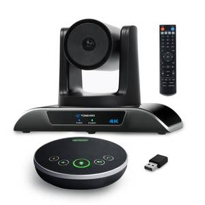 lot 5567 image: TONGVEO 4K Conference Room Camera System with Gesture Control, AI Auto-Tracking PTZ Camera 5X Digital Zoom with Speakerphone Set 120° Wide-Angle USB3.0 for Remote Meetings Zoom Teams OBS and More - Retail $350
