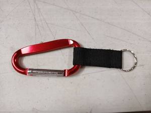 lot 19483 image: Red Carabiner Clip with Black Nylon  Strap Lot of 25