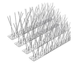 lot 19493 image: PANGCH Bird Spikes,Stainless Steel Bird Spikes Metal Bird Spikes Fence Spikes Easy to Install - 5 Strips 4.1 Feet Coverage - Retail $8