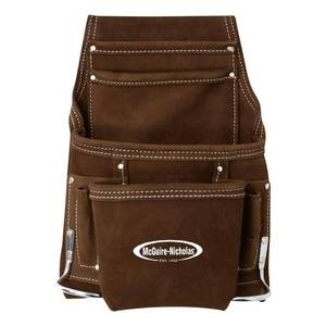 lot 19565 image: McGuire 10 Pocket Carpenter s Nail and Tool Pouch  Suede Leather - Retail $139