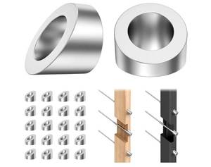 lot 19572 image: 20 Pack 516 ID Angle Beveled Washer, 316 Stainless Steel 25 30 35 Degree Angle Washers for 18&316 Cable Railing Kits, Marine Grade Deck Stair Railing Kits, Wire Railing System, RG07 - Retail $35