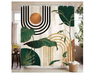 lot 19583 image: Boho Shower Curtain Abstract Mid CenturyBathroom Bathroom Curtain SetBathroom Decor Waterproof Fabric with Free Hooks - Retail $18