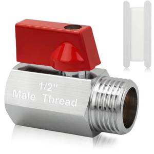 lot 19590 image: FOWSRHRG 12 RV Hot Water Drain Valve - Water Heaters Mini Drain Plug with Tape Brass Replacement Durable Brass Construction (Red)