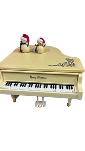 lot 213 image: Small Christmas Holiday Piano Music Box with Dancing Snowmen - Retail $20