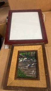 lot 220 image: Framed Fishing Stream Oil Painting and additional frame