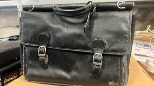 lot 224 image: Black Leather Professional Briefcase with Buckle Closure - Retail $25