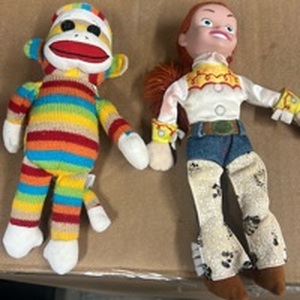 lot 226 image: Sock Monkey and Cowgirl Jessie Character Dolls Set - Retail $15