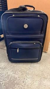 lot 246 image: Navy Blue Rolling Suitcase with Multiple Compartments-Carry On Size - Retail $20