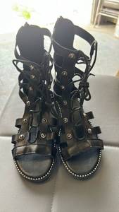 lot 250 image: Black Studded Gladiator Sandals size US 6 or EURO 36 - Retail $35