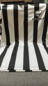 lot 263 image: Top Golf Black and White Striped Polo Shirt - Retail $30