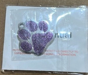 lot 277 image: Stainless Steel Pet ID Tags in Glitter, Durable Dog Tags for Pets,  Dog Tags with QR Code to Enroll your Dog and All Information to Protect Your Lost Pet. - Retail $11