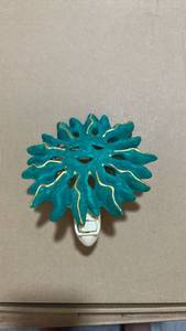 lot 278 image: Teal and Gold Sun Face Ceramic Night Light - Retail $15