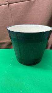 lot 510 image: Painted Plastic Planter with Wood Grain Texture - Retail $15