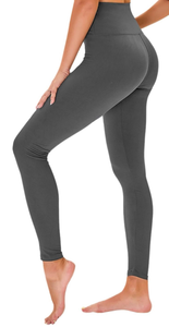 lot 550 image: High Waisted Leggings for Women - Tummy Control Soft Opaque Print -Dk Grey SmallMedium - Retail $10