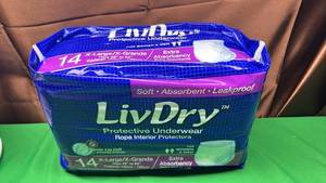 lot 563 image: LivDry Protective Underwear X-Large 14 Count - Retail $25