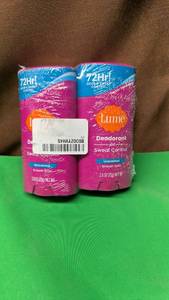 lot 574 image: Lume Deodorant Plus Sweat Control - Smooth Solid Stick - Extra Strength Antiperspirant - 72 Hour Odor And Sweat Control - Baking Soda Free, Skin Loving - 2.6 ounce (Unscented) Pack of 2 - Retail $30