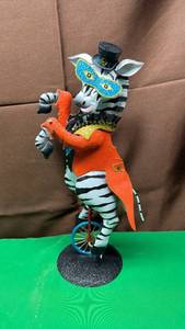 lot 583 image: Circus Zebra on Unicycle Decorative Figurine - Retail $59