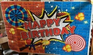 lot 595 image: Happy Birthday Target Banner For Birthday Celebrations - Retail $10