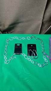 lot 598 image: Shiela Rose Silver Chain Link Necklace and Earrings Set - Retail $34